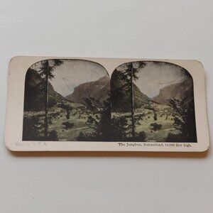 Antique Stereograph Card The Jungfrau Switzerland 14,000 feet High